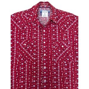 Panhandle Rough Stock Shirt Mens Large Red Geometric Western Snap Short Sleeve